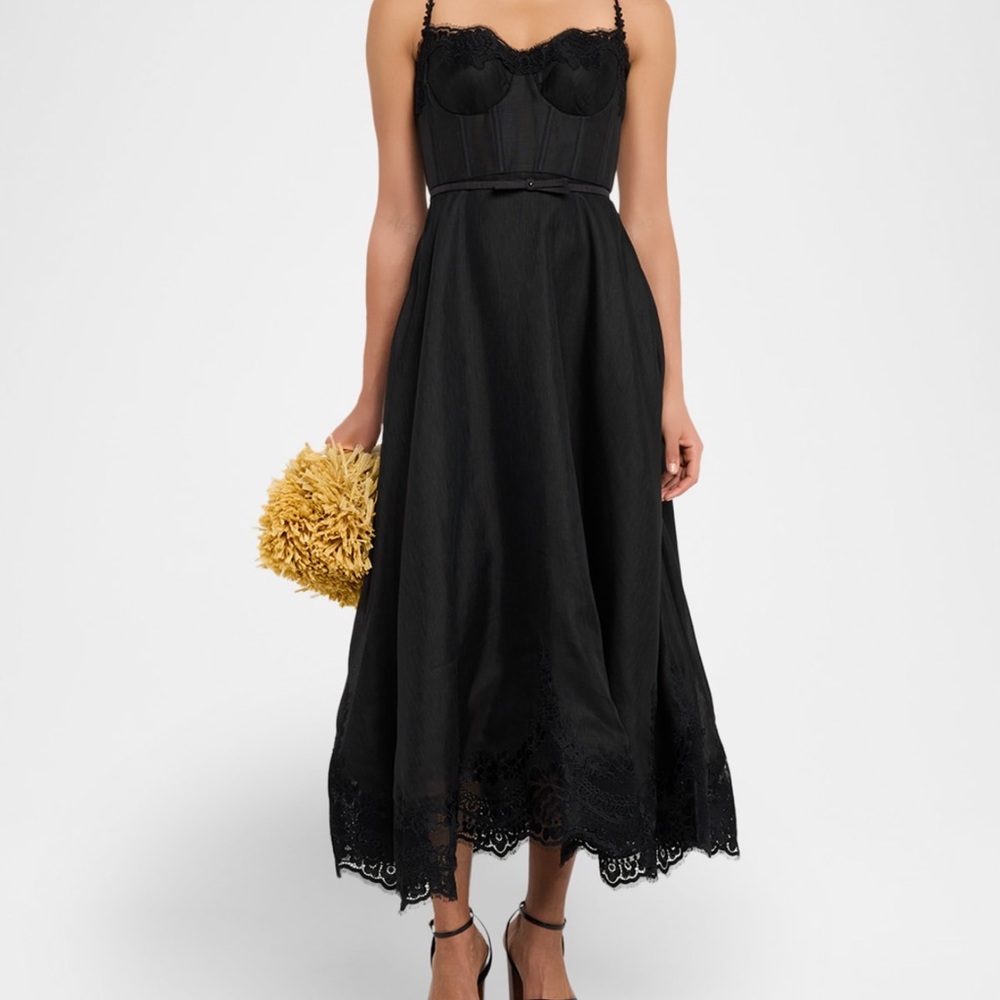 Zimmerman Elegant Black Lace Midi Dress - Picture 2 of 6